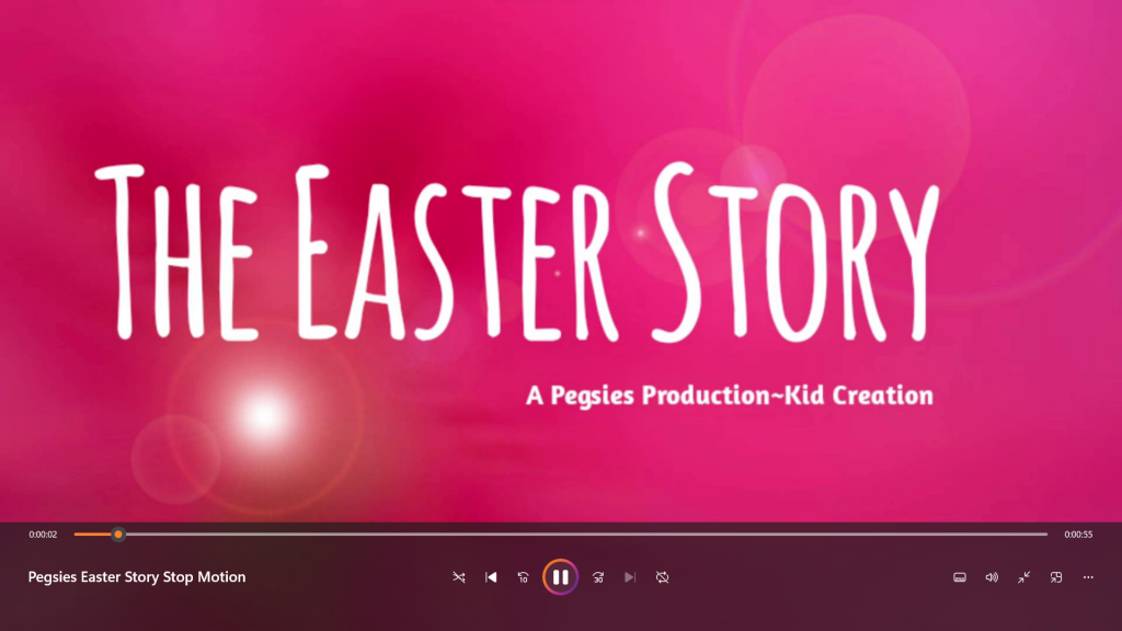 Screenshot of title screen for the Pegsies Easter Story Stop Motion created by a young Expert Imaginer