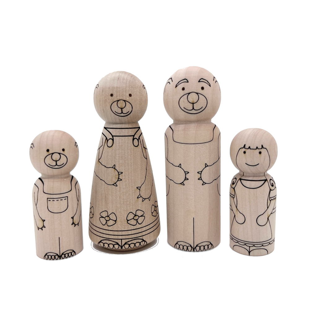 Goldilocks and the Three Bears wooden peg doll set