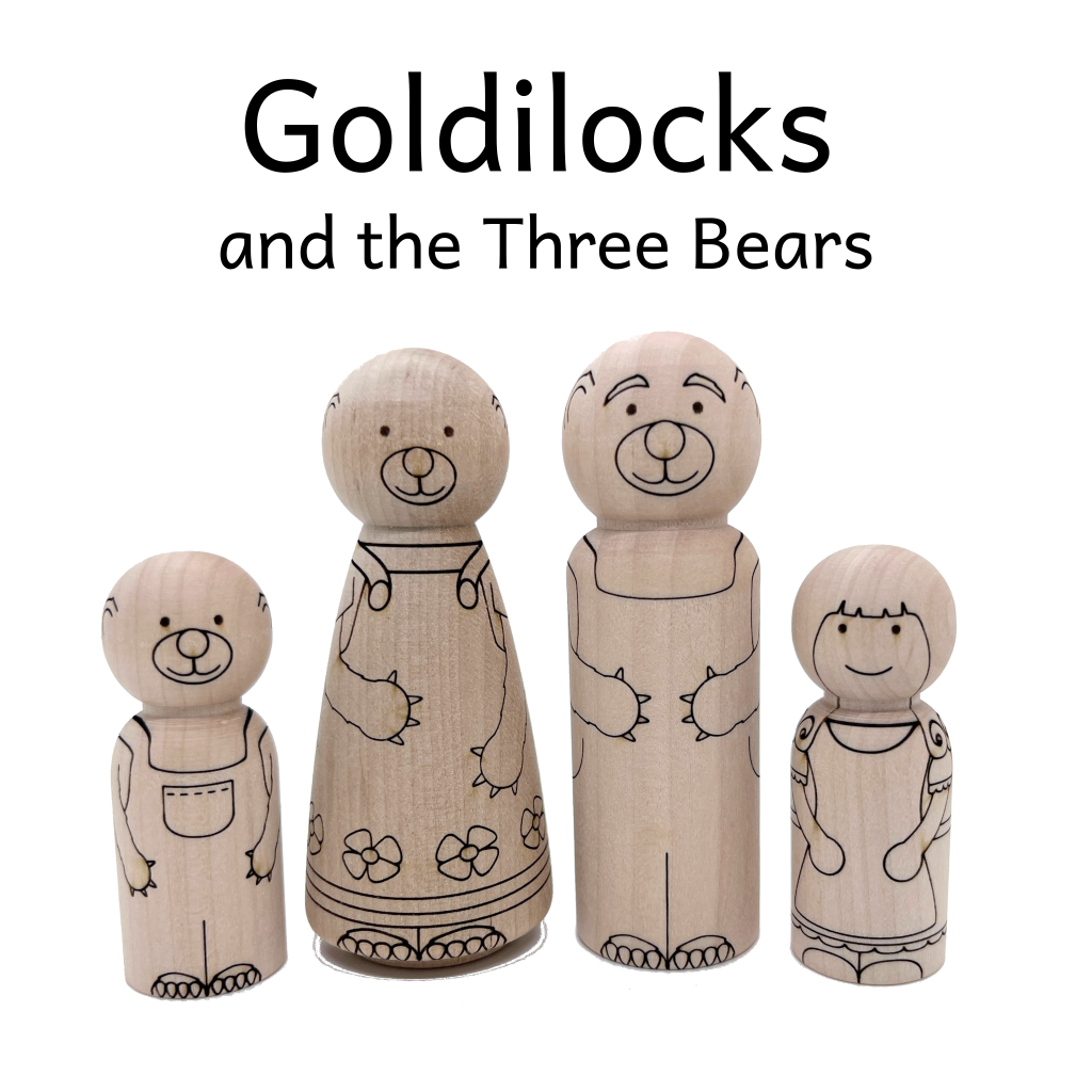 Goldilocks and the Three Bears wooden peg doll set