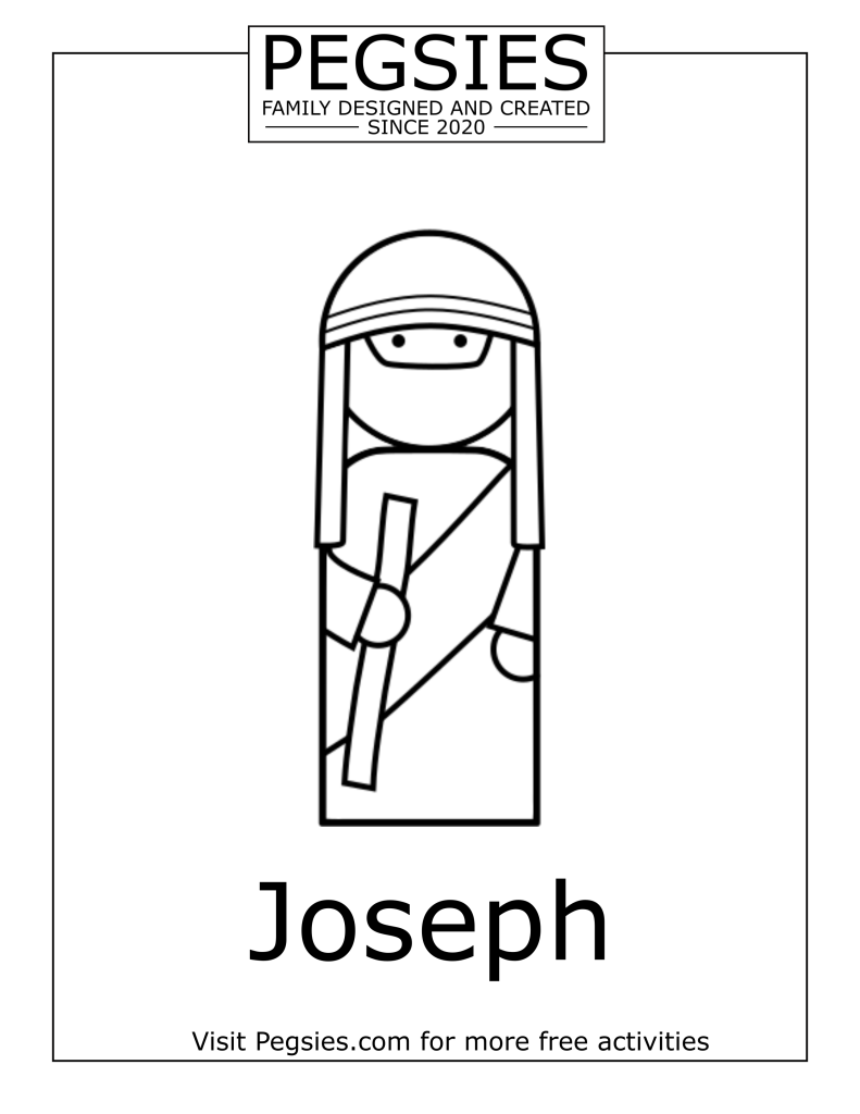 Coloring sheet for Pegsies Nativity Peg Doll Set's Joseph