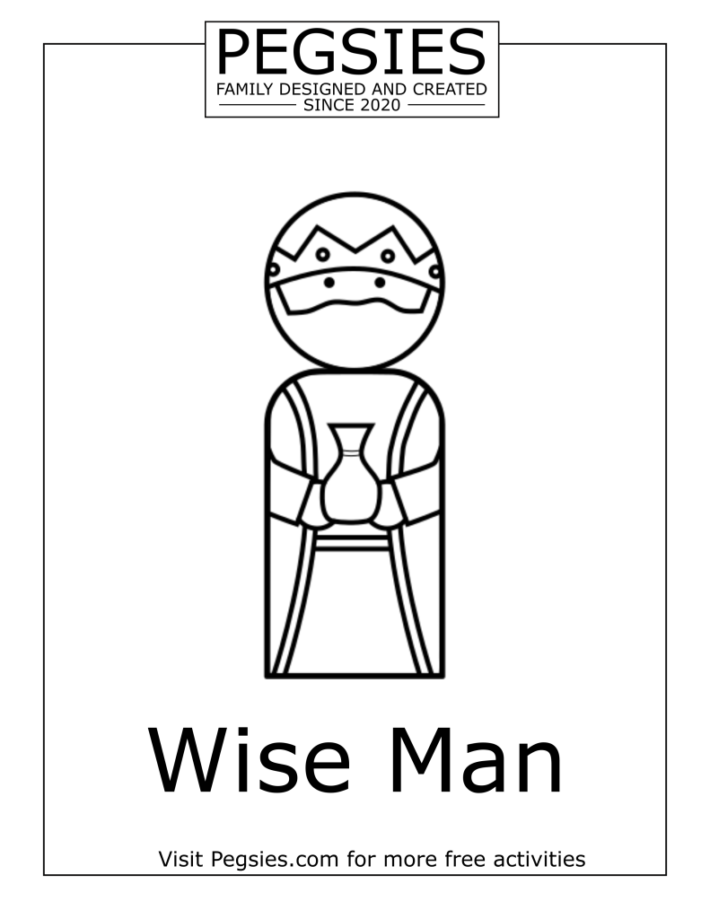 Coloring sheet for Pegsies Nativity Peg Doll Set's Wise Man #1