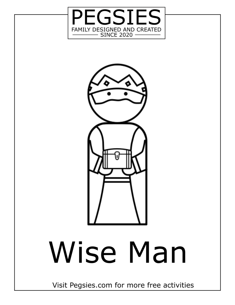 Coloring sheet for Pegsies Nativity Peg Doll Set's Wise Man #2