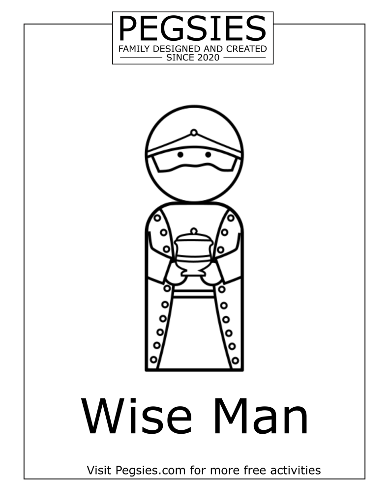 Coloring sheet for Pegsies Nativity Peg Doll Set's Wise Man #3