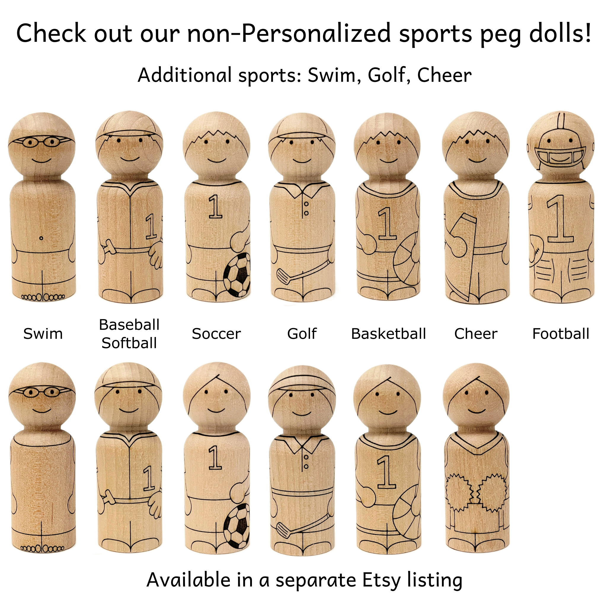 Chinese New Year UNFINISHED Peg Doll Set DIY Kit Learning 