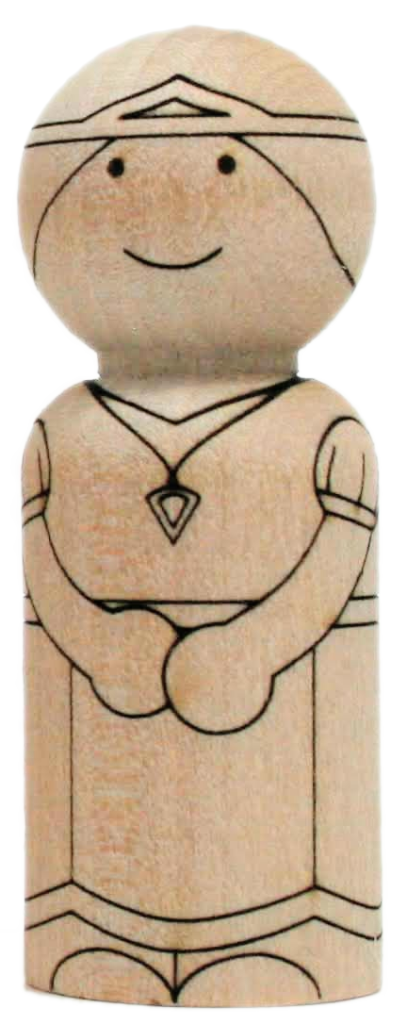 Wooden peg doll that is laser engraved to look like a Princess.