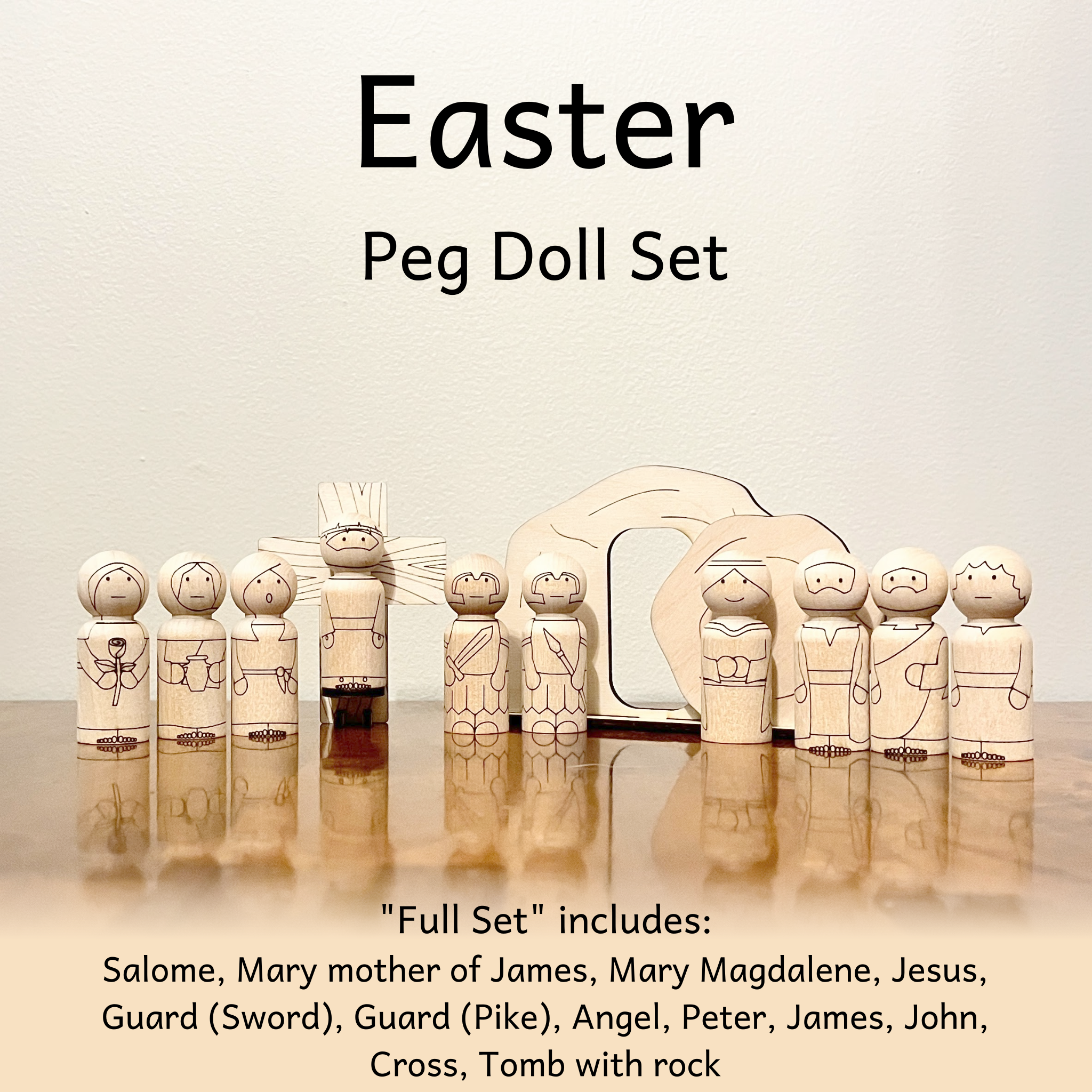 Peg Doll Easter Creche | Full Size | Seven Piece Resurrection set on sale | He Is Risen